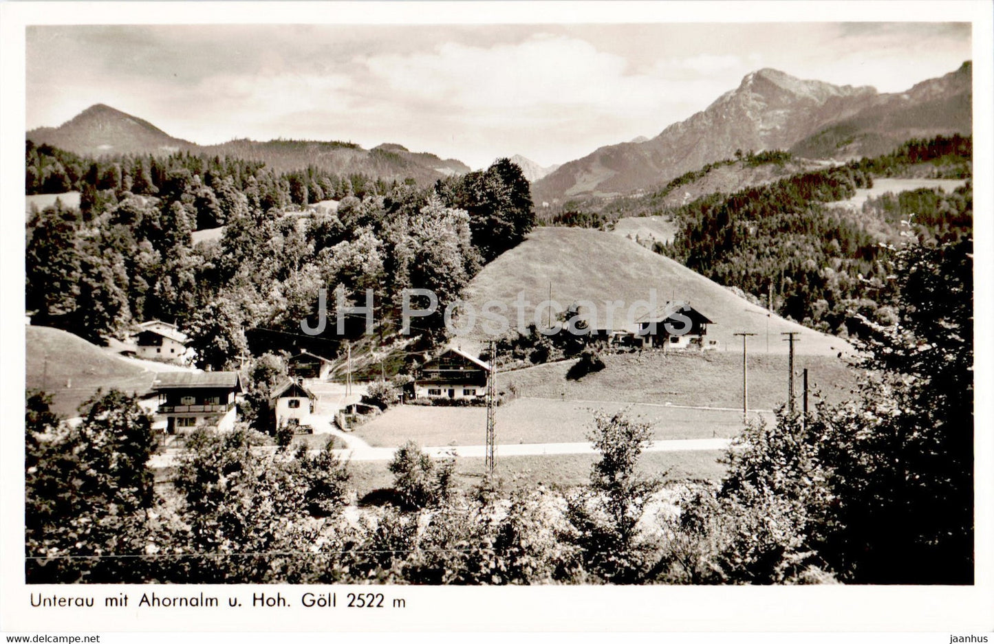 Unterau mit Ahornalm u Hoh Goll 2522 m - old postcard - Germany - unused - JH Postcards