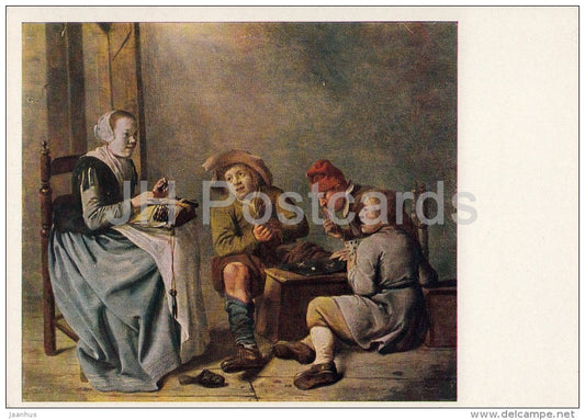 painting by Jan Molenaar - Lace-maker - Dutch art - old postcard - Russia USSR - unused - JH Postcards