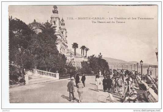 Le Theatre et Les Terrasses - The Theatre and the Terraces - Monte - Carlo - 772 - old postcard - Monaco - unused - JH Postcards