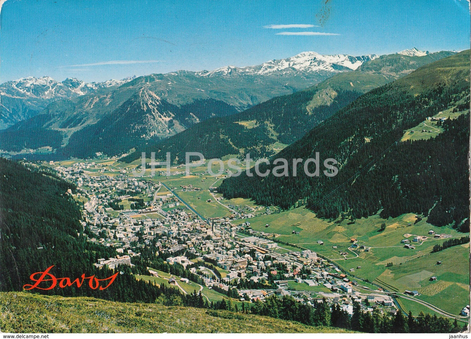 Davos 1560 m mit Rhatikonkette Pischahorn und Ischalp - 101 - 1968 - Switzerland - used - JH Postcards