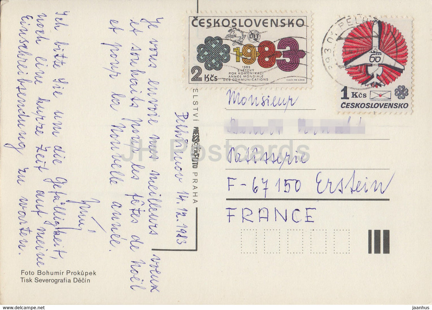 Christmas Greeting - Vanocni Pozdrav z Pelhrimova - Pelhrimov - 1983 - Czechoslovakia - Czech Republic - used