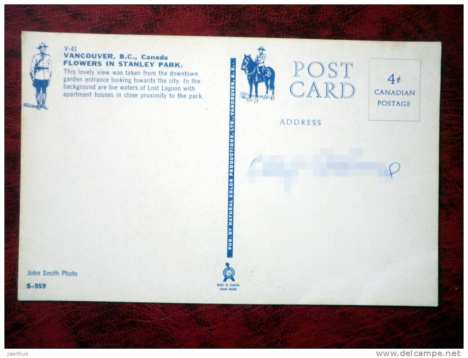 Flowers in Stanley Park - Vancouver - British Columbia - Canada - used - JH Postcards