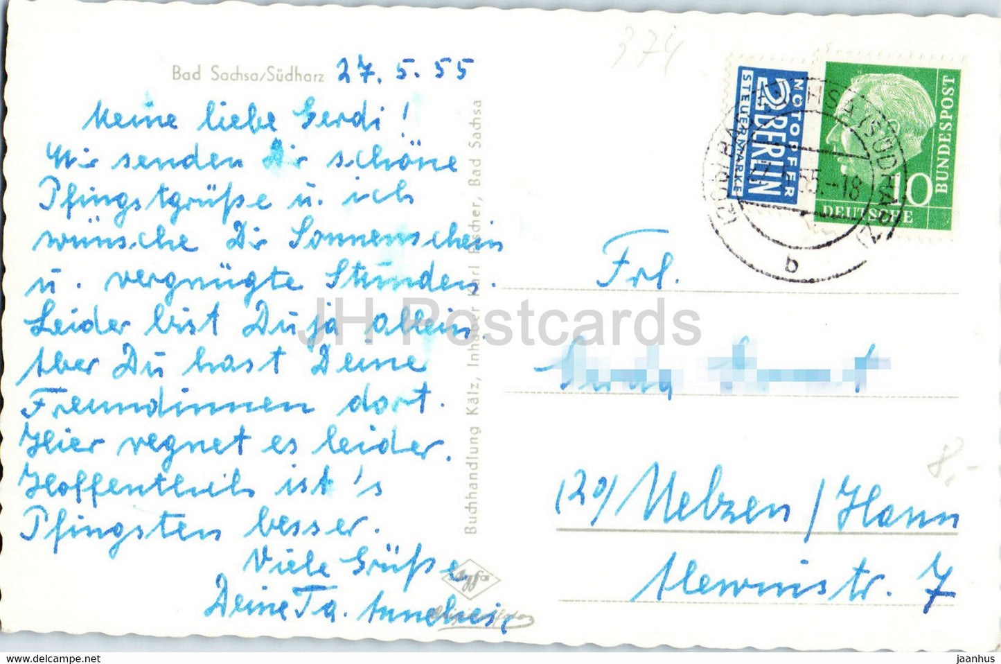 Bad Sachsa - Sudharz - carte postale ancienne - 1955 - Allemagne - utilisé