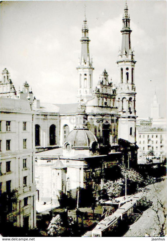 Warsaw - Warszawa - Koscol Zbawiciela - Church of the Savior - tram - old postcard - Poland - unused - JH Postcards