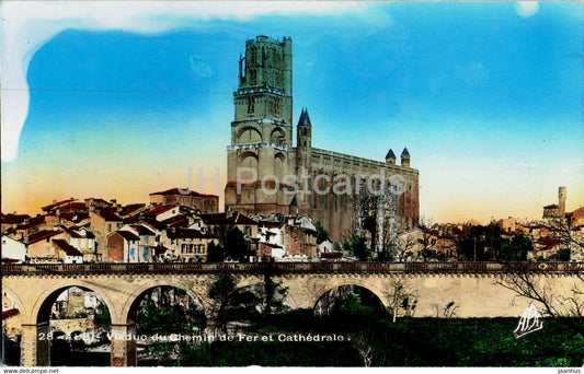 Albi - Viaduc du Chemin de Fer et Cathedrale - cathedral - 28 - old postcard - 1921 - France - used - JH Postcards