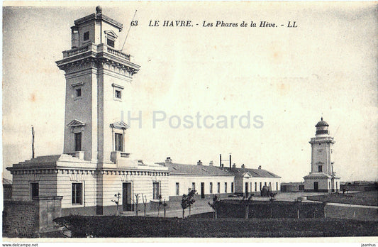 Le Havre - Les Phares de la Heve - lighthouse - 63 - old postcard - France - used - JH Postcards