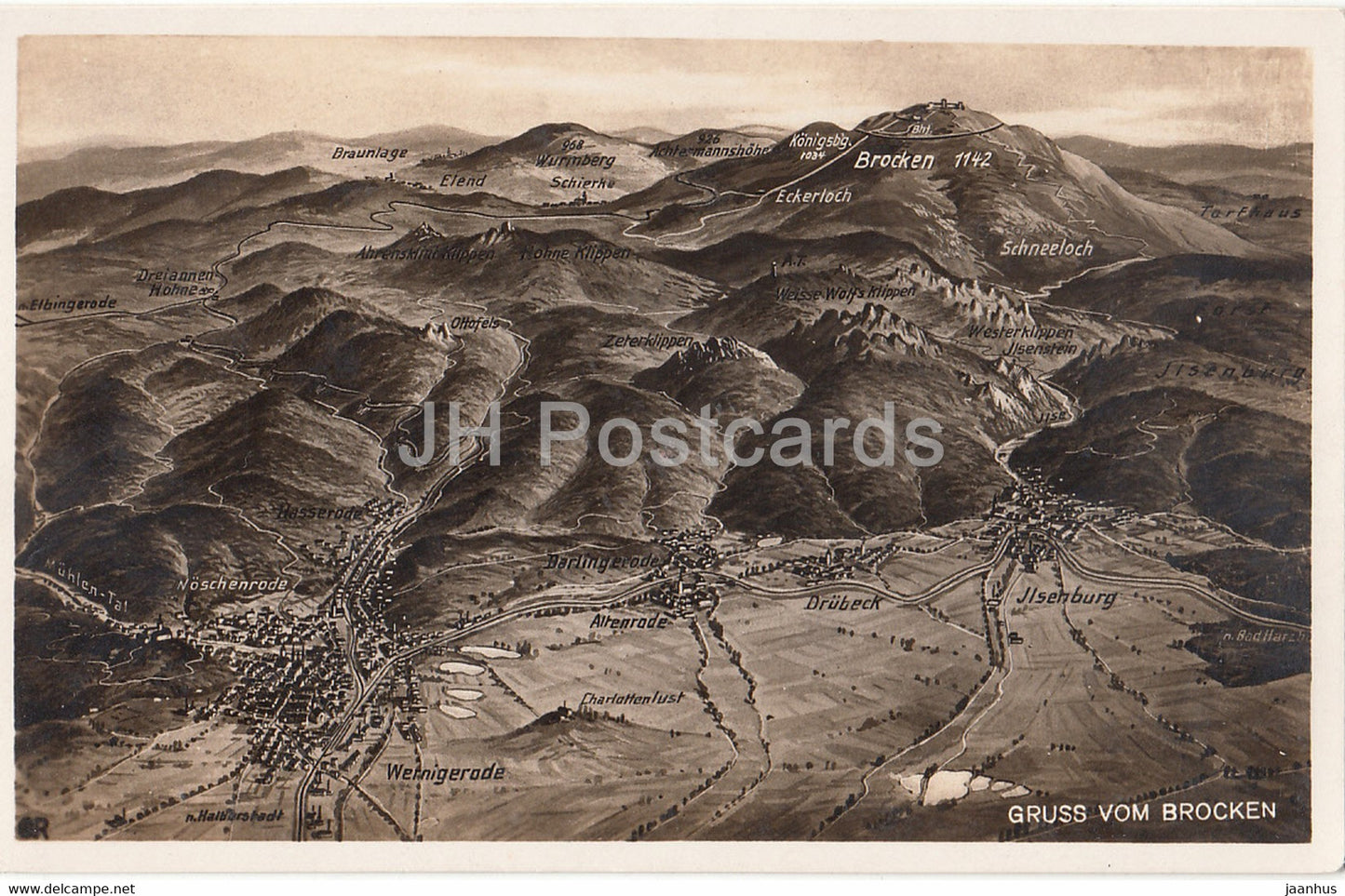 Gruss vom Brocken - 699 - old postcard - Germany - unused - JH Postcards