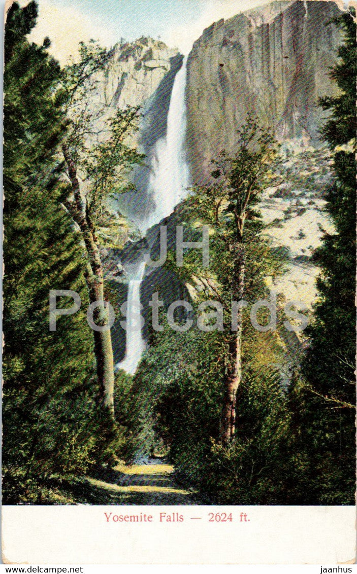 Yosemite Falls 2624 ft - M. Rieder - old postcard - USA - unused - JH Postcards