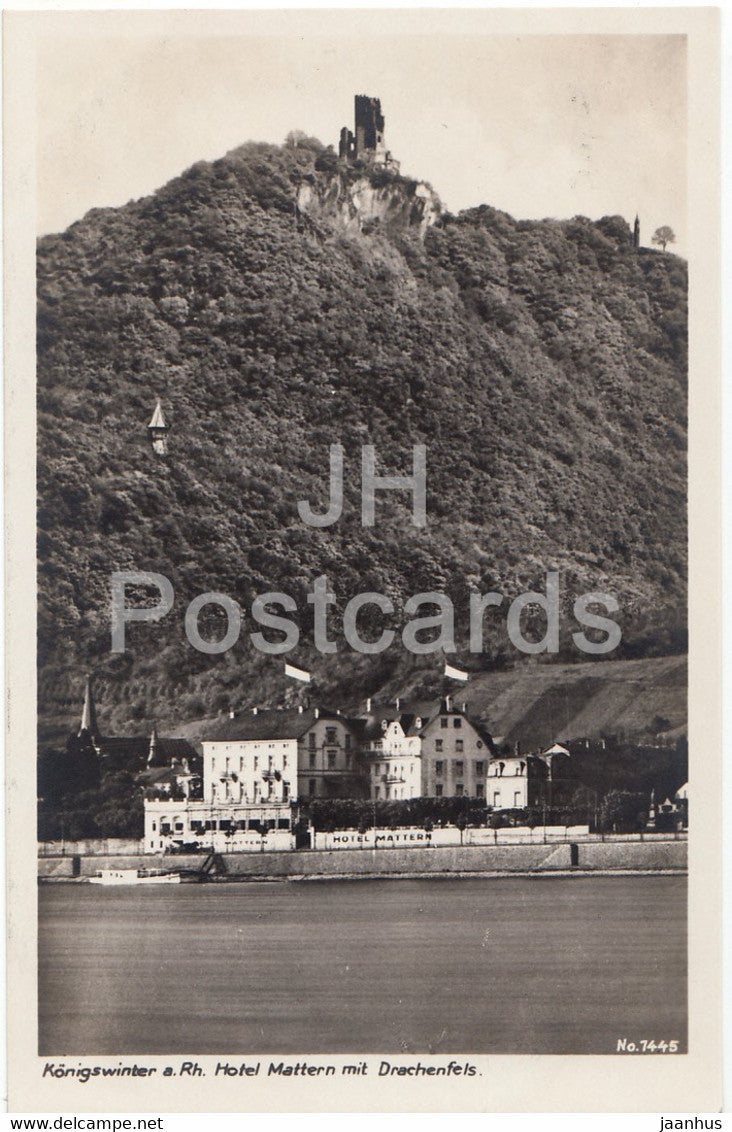 Konigswinter a Rh Hotel Mattern mit Drachenfels - 7445 - old postcard - Germany - unused - JH Postcards