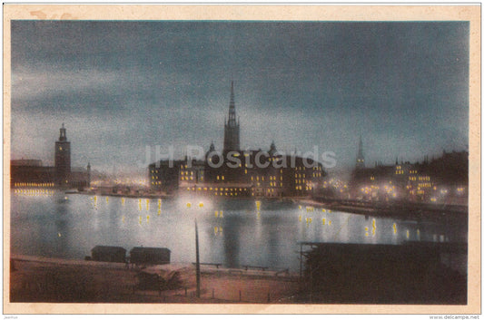 utsikt fran Slussen mot Riddarholmen - view from the Lock towards the Riddarholmen - Stockholm - Sweden - unused - JH Postcards