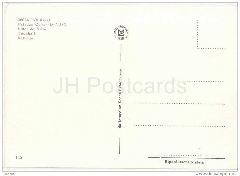 Palazzo Comunale - town hall - Foligno - Umbria - 112 - Italia - Italy - unused - JH Postcards