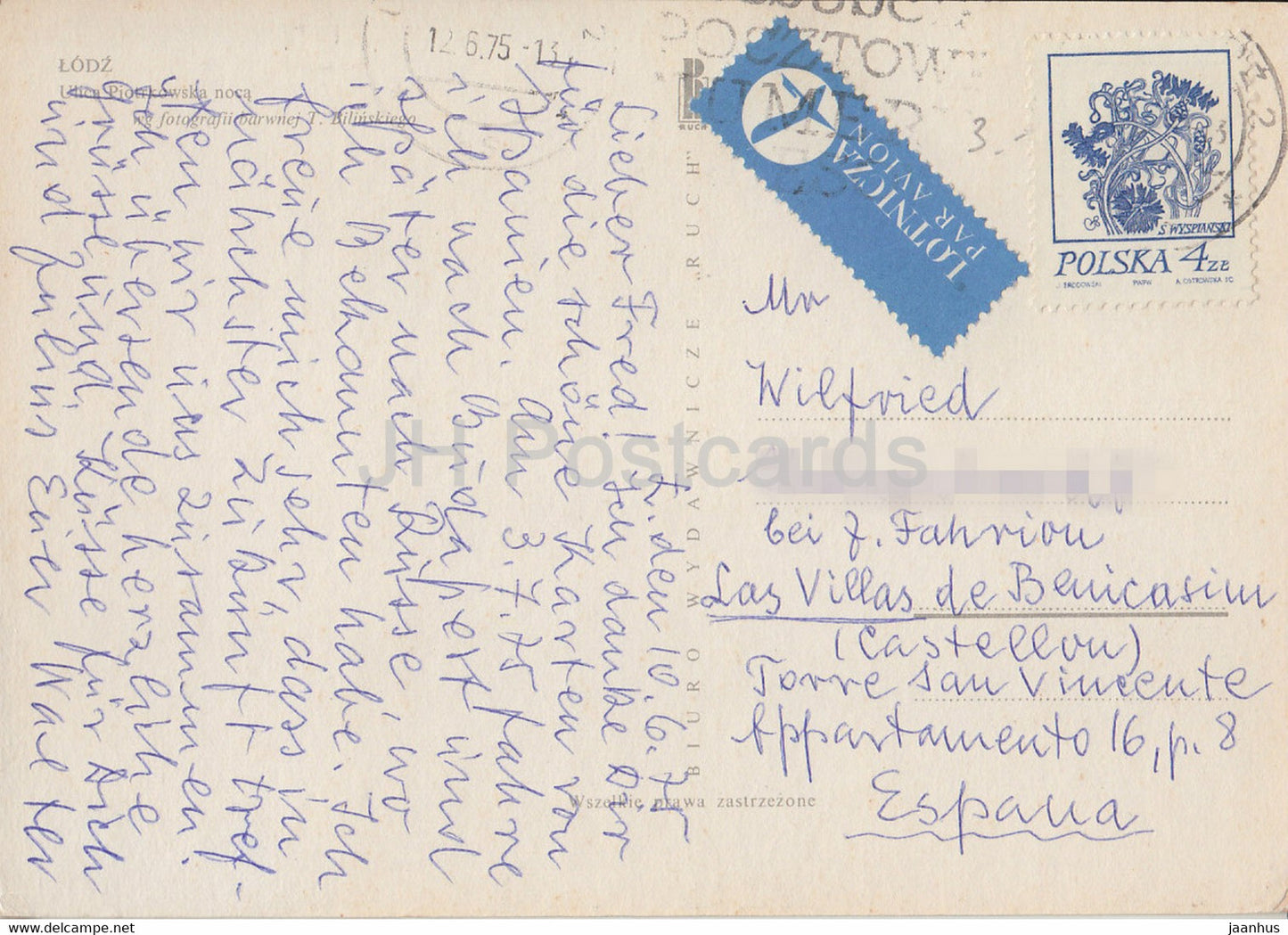 Lodz – Piotrkowska-Straße bei Nacht – Auto – 1975 – Polen – gebraucht