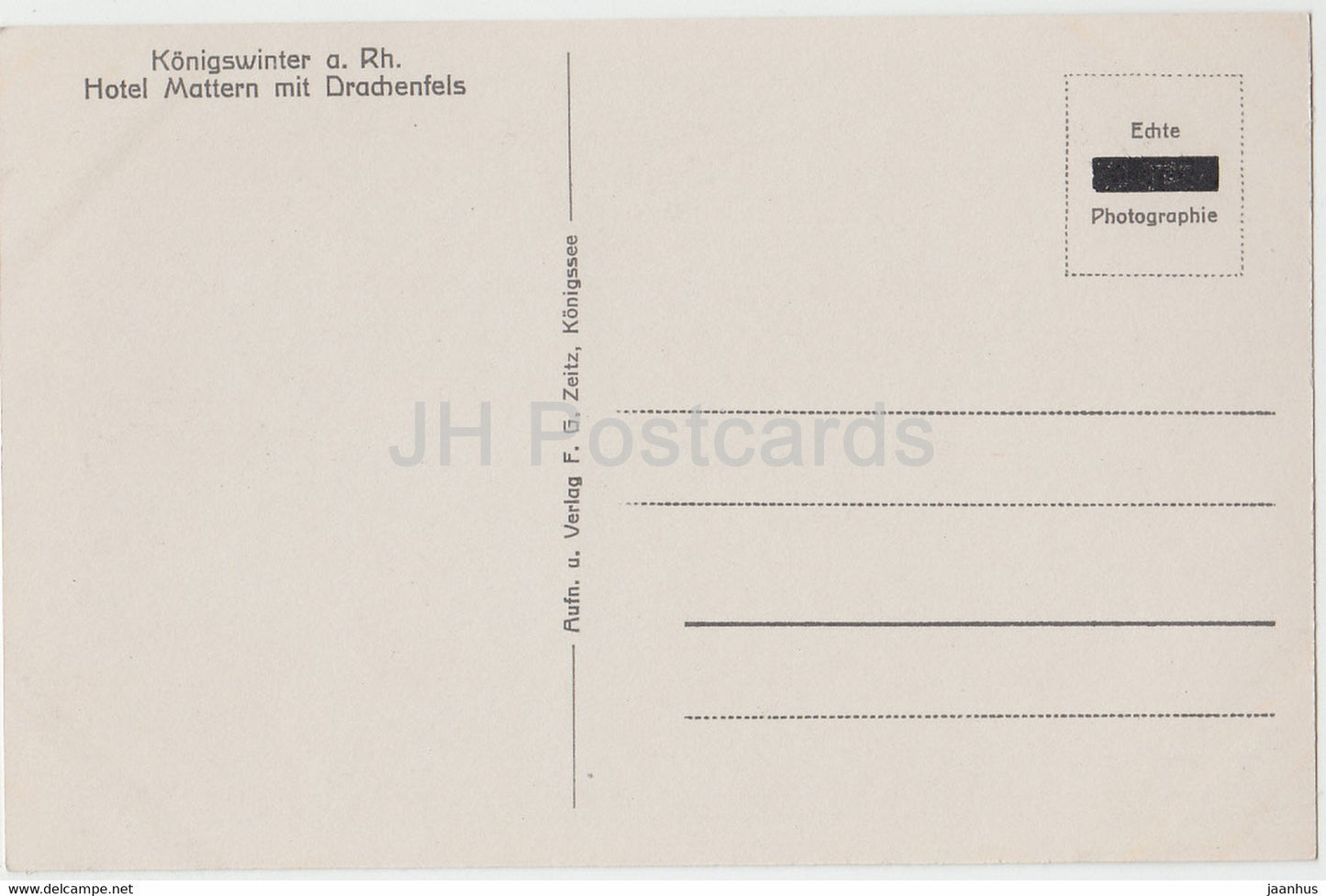 Königswinter a Rh Hotel Mattern mit Drachenfels - 7445 - carte postale ancienne - Allemagne - inutilisée