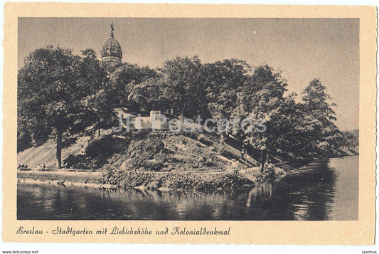 Breslau - Wroclaw - Stadtgarten mit Liebichshohe und Kolonialdenkmal - old postcard - 1004 - Poland - unused - JH Postcards