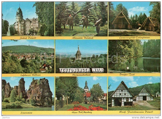 Teutoburger Wald - Schloss Detmold - Hiddesen - Ezternsteine - Donoper Teic - Teuto 545 - Germany - 1976 gelaufen - JH Postcards