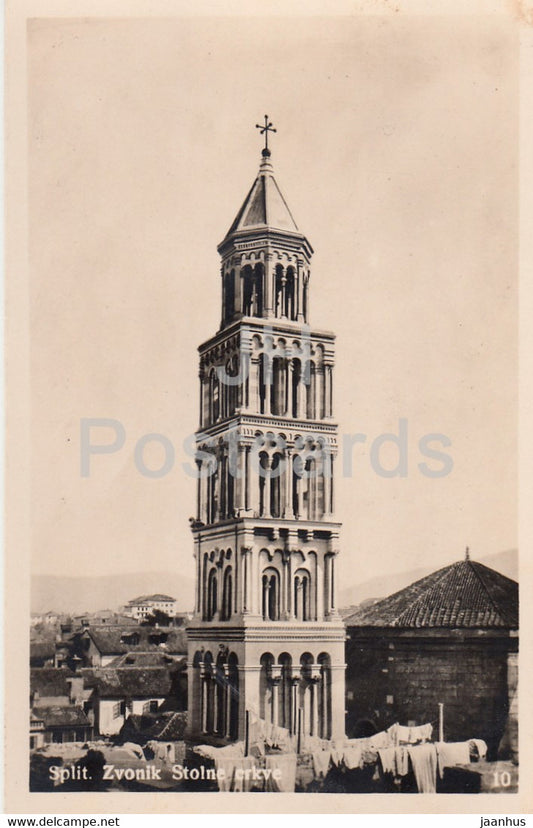 Split - Zvonik - Stolne crkve - belfry - 10 - old postcard - 1933 - Yugoslavia - Croatia - used - JH Postcards
