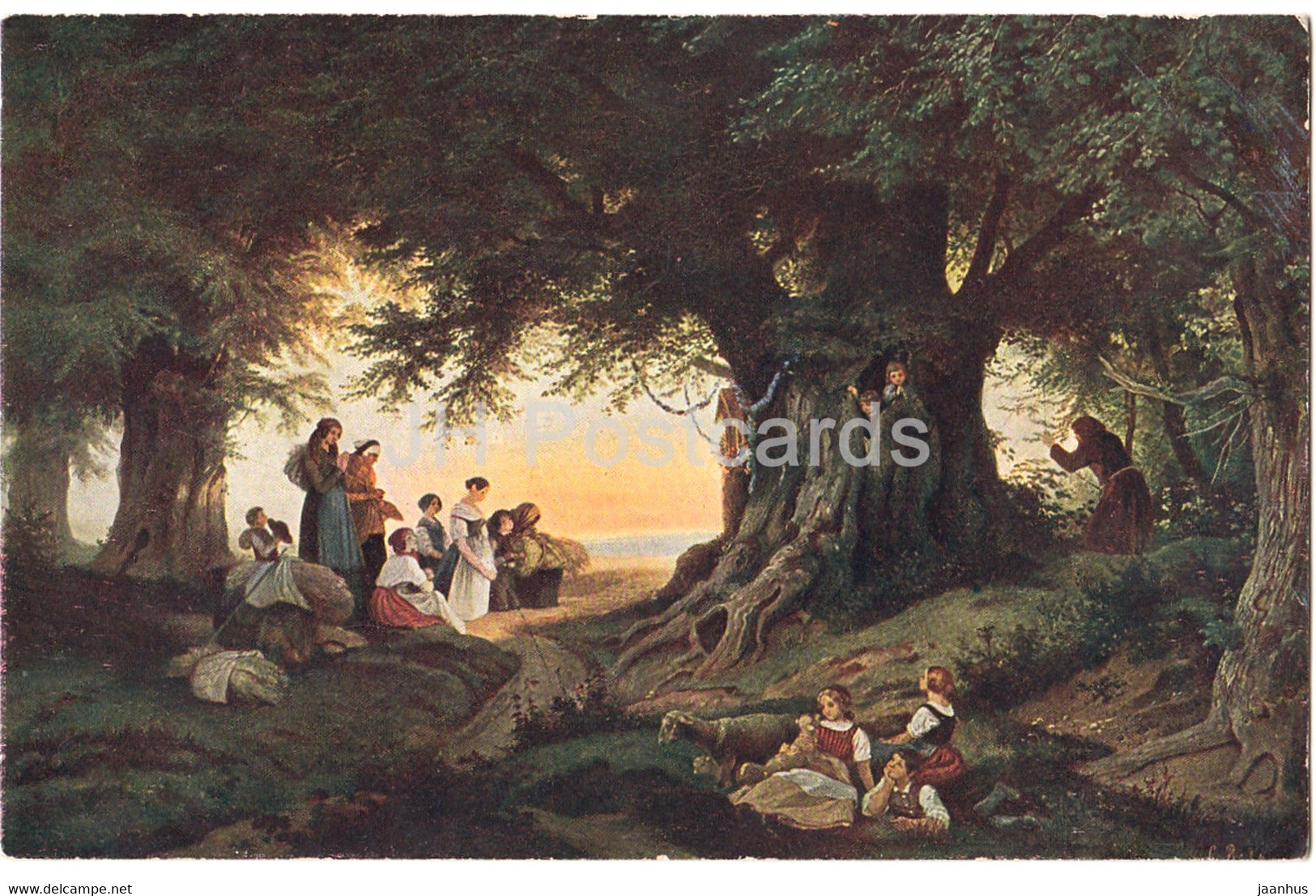 painting by Ludwig Richter - Abendlauten - E A Seemann - 11 - German art - old postcard - Germany - unused - JH Postcards