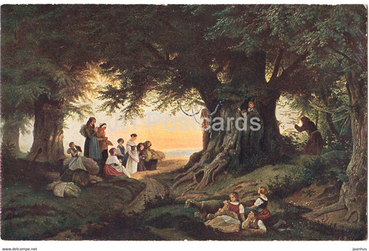 painting by Ludwig Richter - Abendlauten - E A Seemann - 11 - German art - old postcard - Germany - unused - JH Postcards