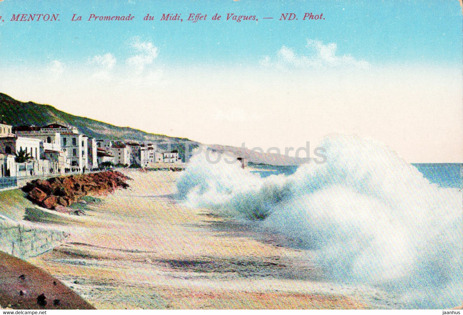 Menton - La Promenade du Midi Effet de Vagues - old postcard - France - unused - JH Postcards