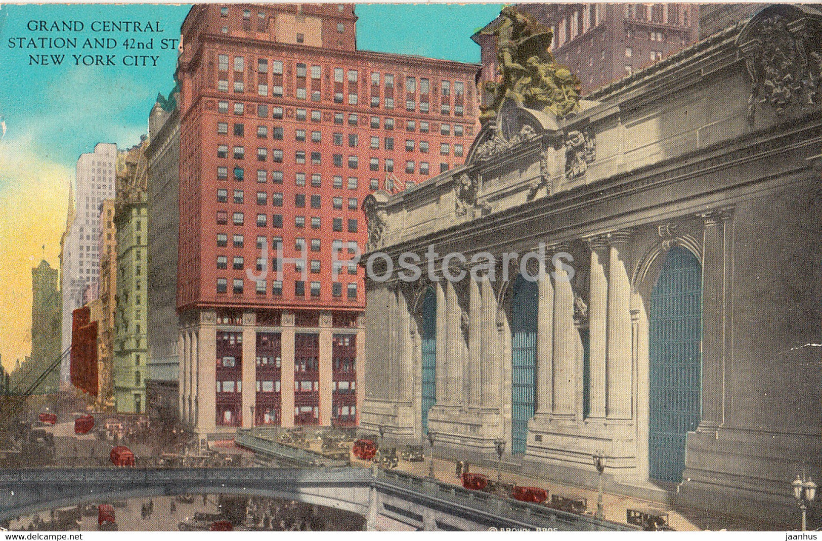 New York City - Grand Central Station and 42nd St  - old postcard - 1932 - United States - USA - used - JH Postcards