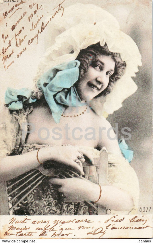 woman - 6377 - old postcard - 1904 - France - used - JH Postcards
