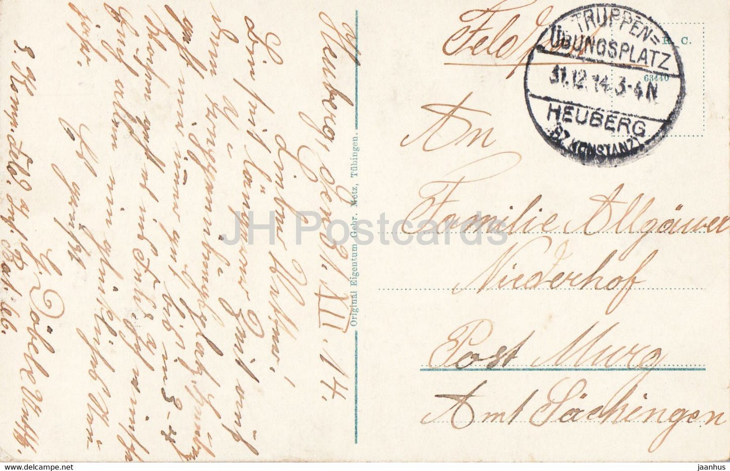 Burg Hohenzollern 855 m - Burg - Feldpost - Militärpost - alte Postkarte - 1914 - Deutschland - gebraucht