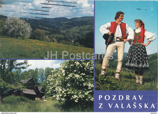 Pozdrav z Valasska - Czech folk costumes - 1996 - Czech Republic - used - JH Postcards