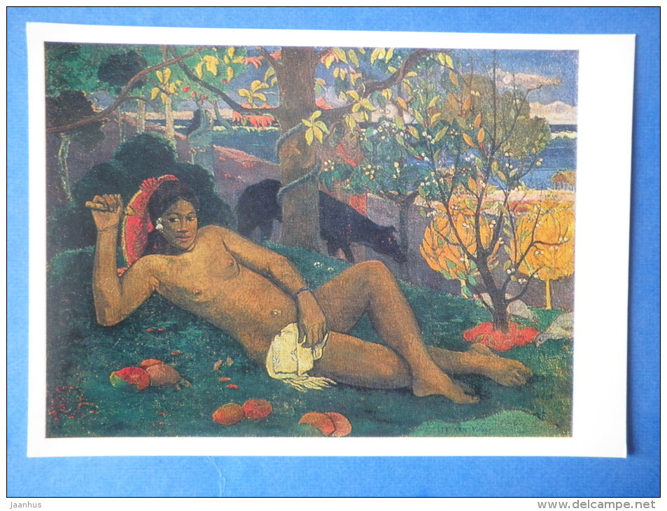 painting by Paul Gauguin - The King`s Wife , 1896 - woman - french art - unused - JH Postcards