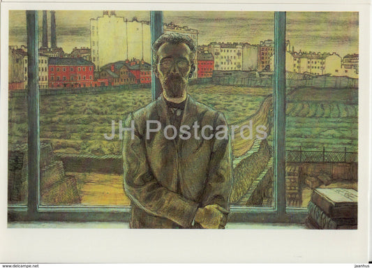 painting by M. Dobuzhinsky - Man with Glasses - Sunnerberg - Russian art - 1987 - Russia USSR - unused