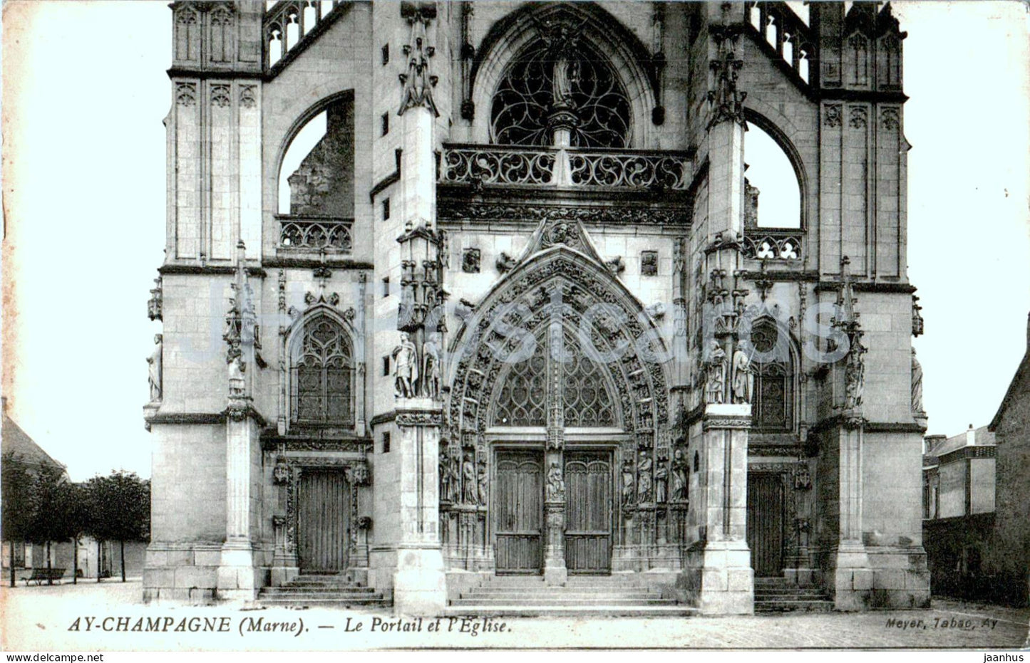Ay Champagne - Le Portail et l'Eglise - church portal - old postcard - France - unused - JH Postcards