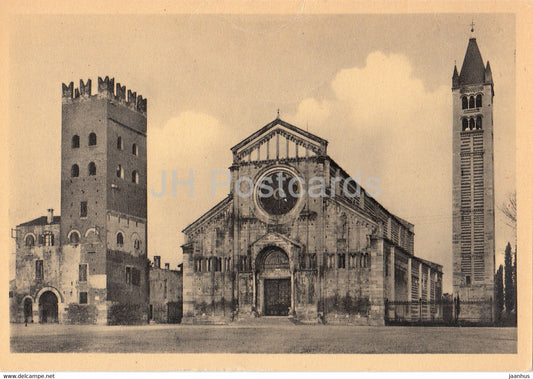 Verona - Basilica Abbaziale S Zeno Maggiore - La Facciata della Basilica - cathedral - Italy - unused - JH Postcards