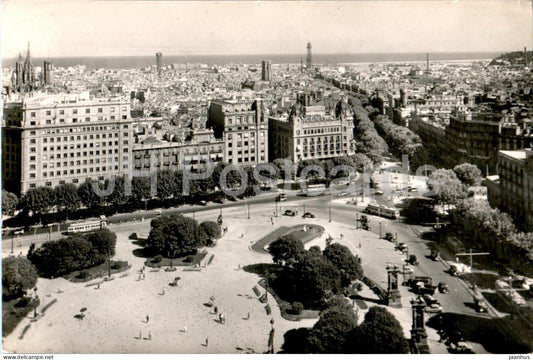 Barcelona - Plaza Cataluna - Vista de la Ciudad - 598 - old postcard - Spain - unused - JH Postcards
