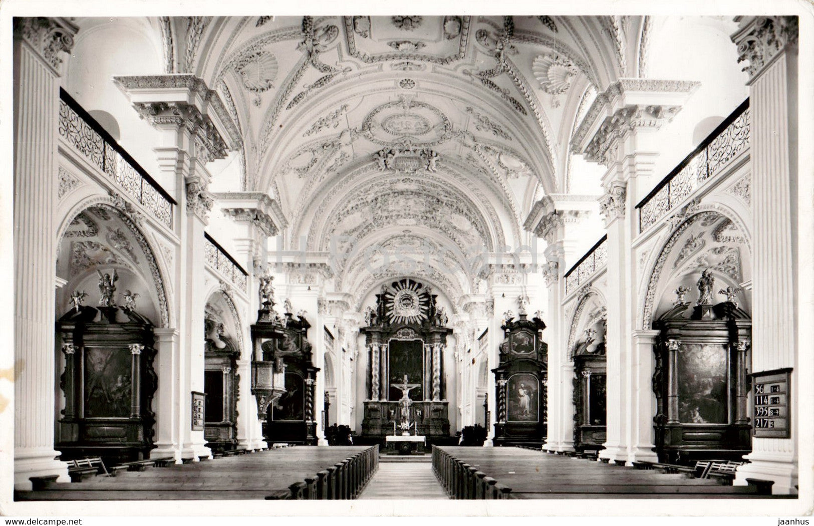 Friedrichshafen am Bodensee - Schlosskirche - church - old postcard - 1953 - Germany - used - JH Postcards