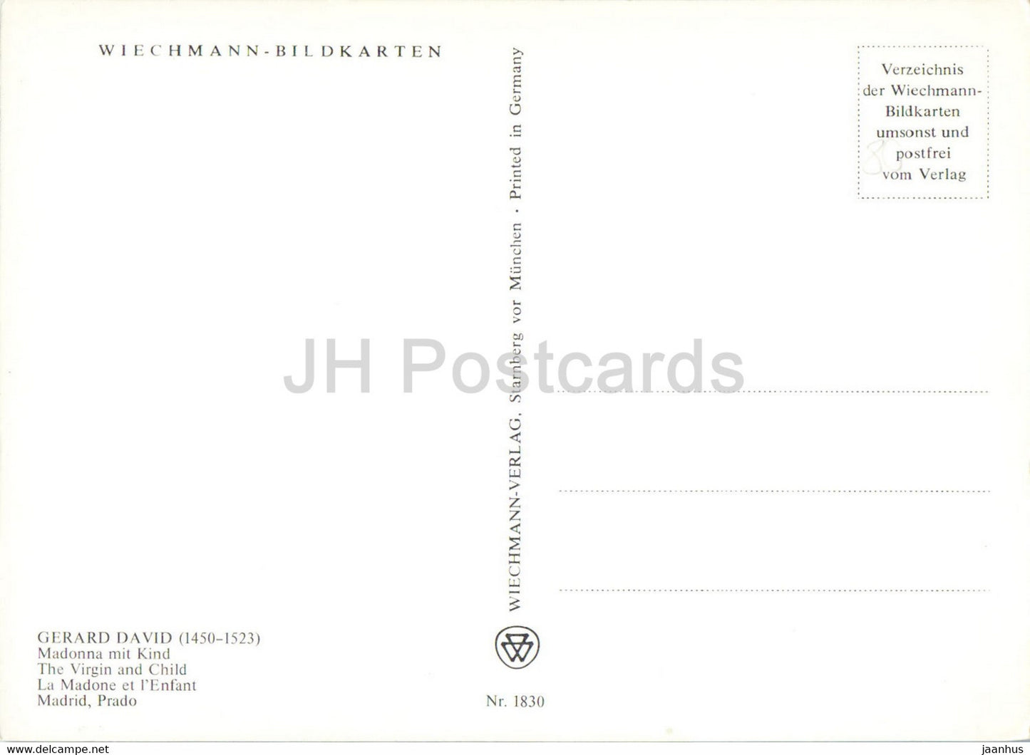 painting by Gerard David - Madonna mit Kind - Madonna with Child - Flemish art - Germany - unused