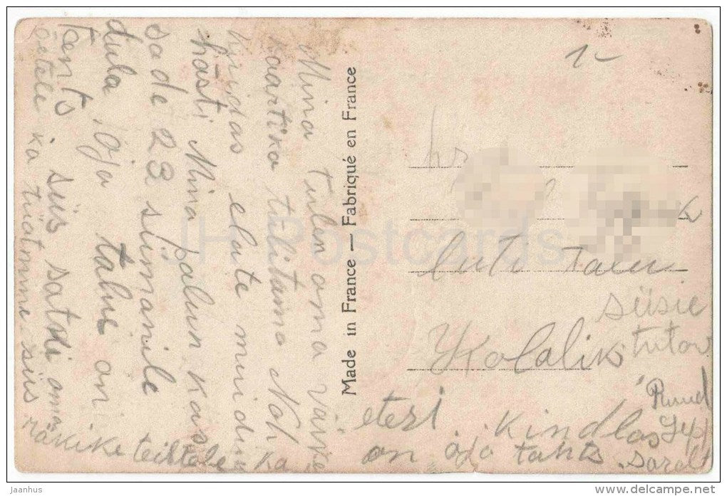 woman with flowers - ABC 2072 - old postcard - circulated in Estonia 1920s - JH Postcards