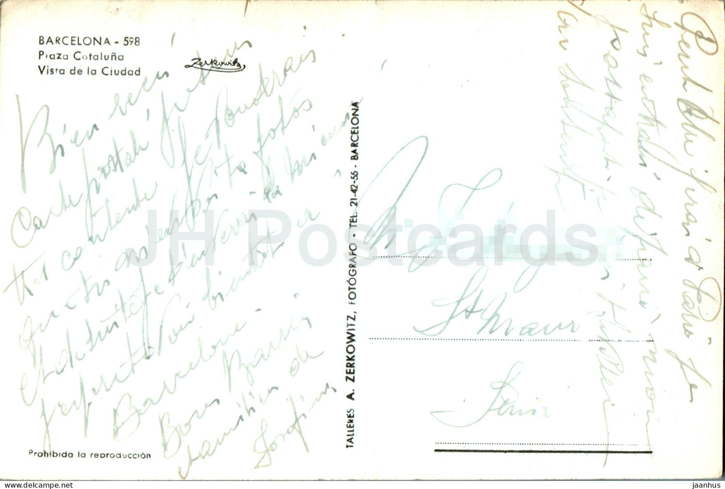 Barcelona - Plaza Cataluna - Vista de la Ciudad - 598 - alte Postkarte - Spanien - unbenutzt 