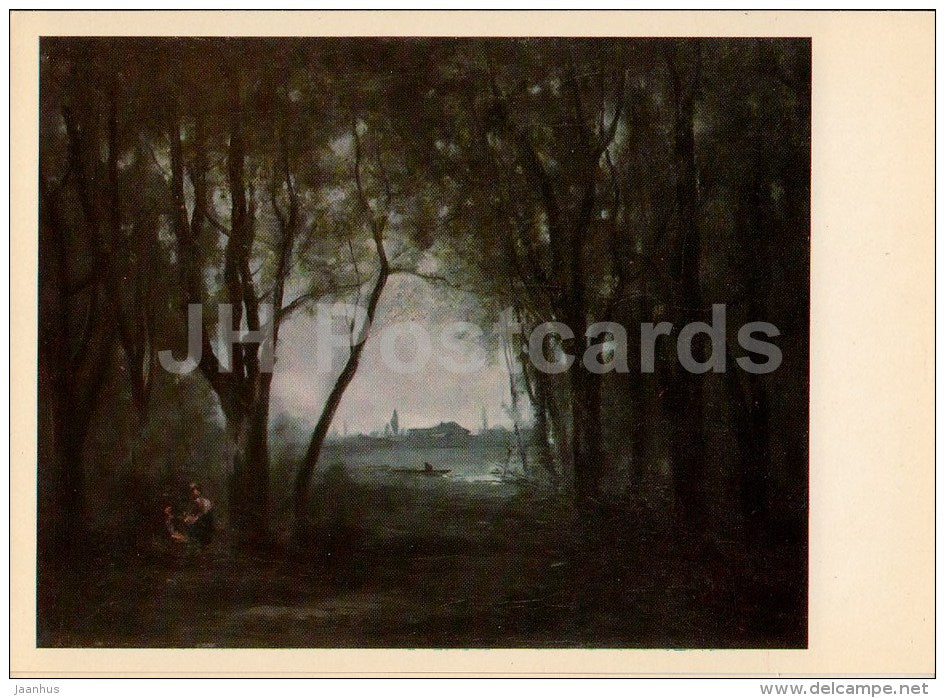 painting by Camille Corot - Paysage au Lac - French art - 1975 - Russia USSR - unused - JH Postcards