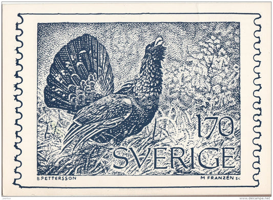a definitive stamp with a cock of the woods as motif - Western capercaillie - 1975 - Sweden - unused - JH Postcards