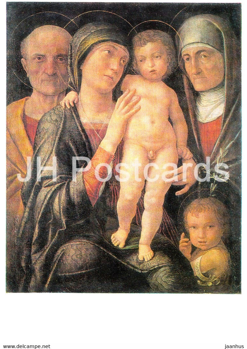 painting by Andrea Mantegna - Heilige Familie - child - Italian art - Germany DDR - unused - JH Postcards