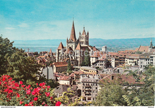 Lausanne - vue sur la cathedrale et le Lac Leman - view of the cathedral and Lake - Switzerland - unused - JH Postcards