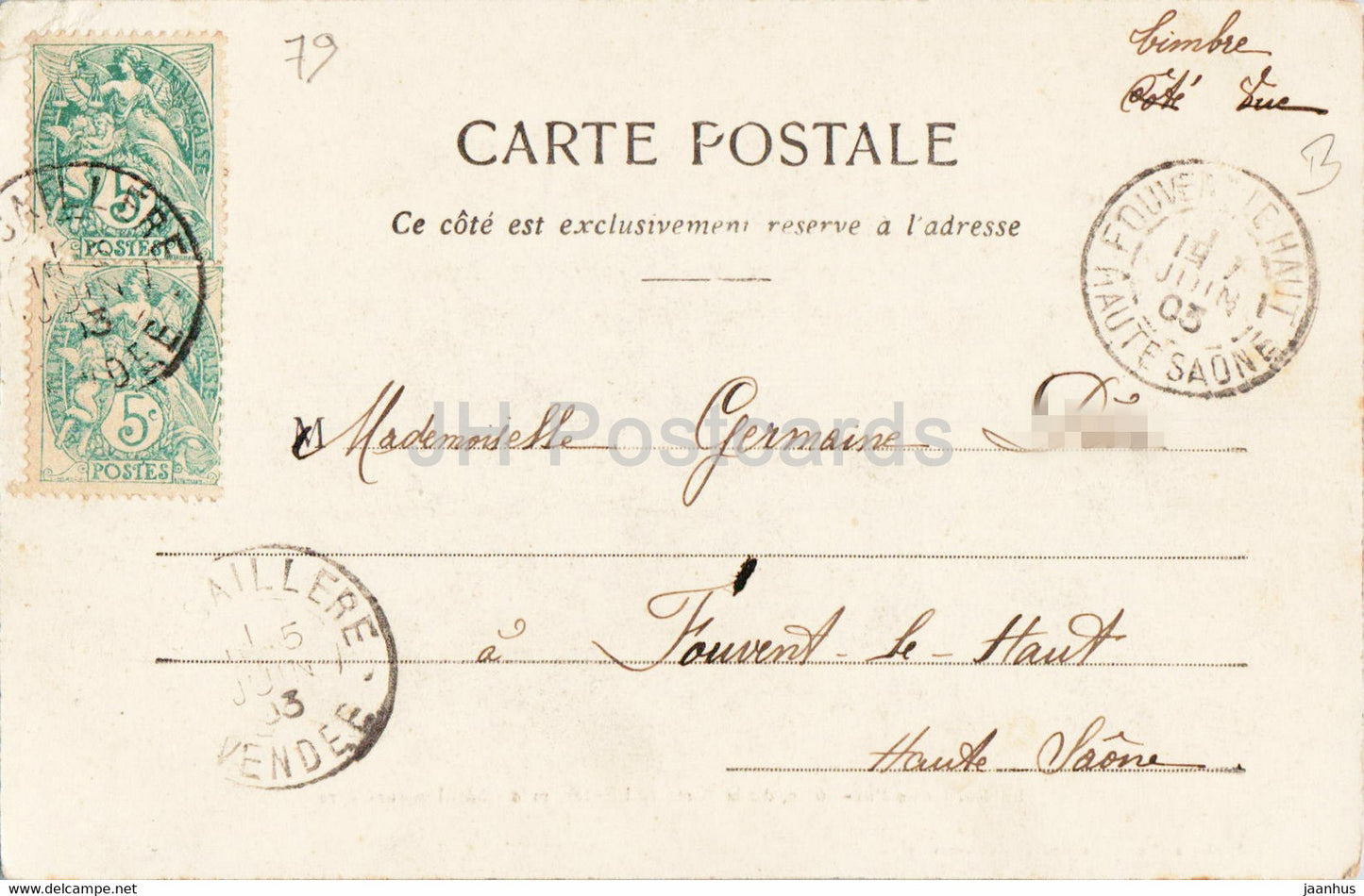 Le Rocher de Puy Rome dit la Porte de l'Enfer pres Chatillon sur Sevre - old postcard - 1903 - France - used