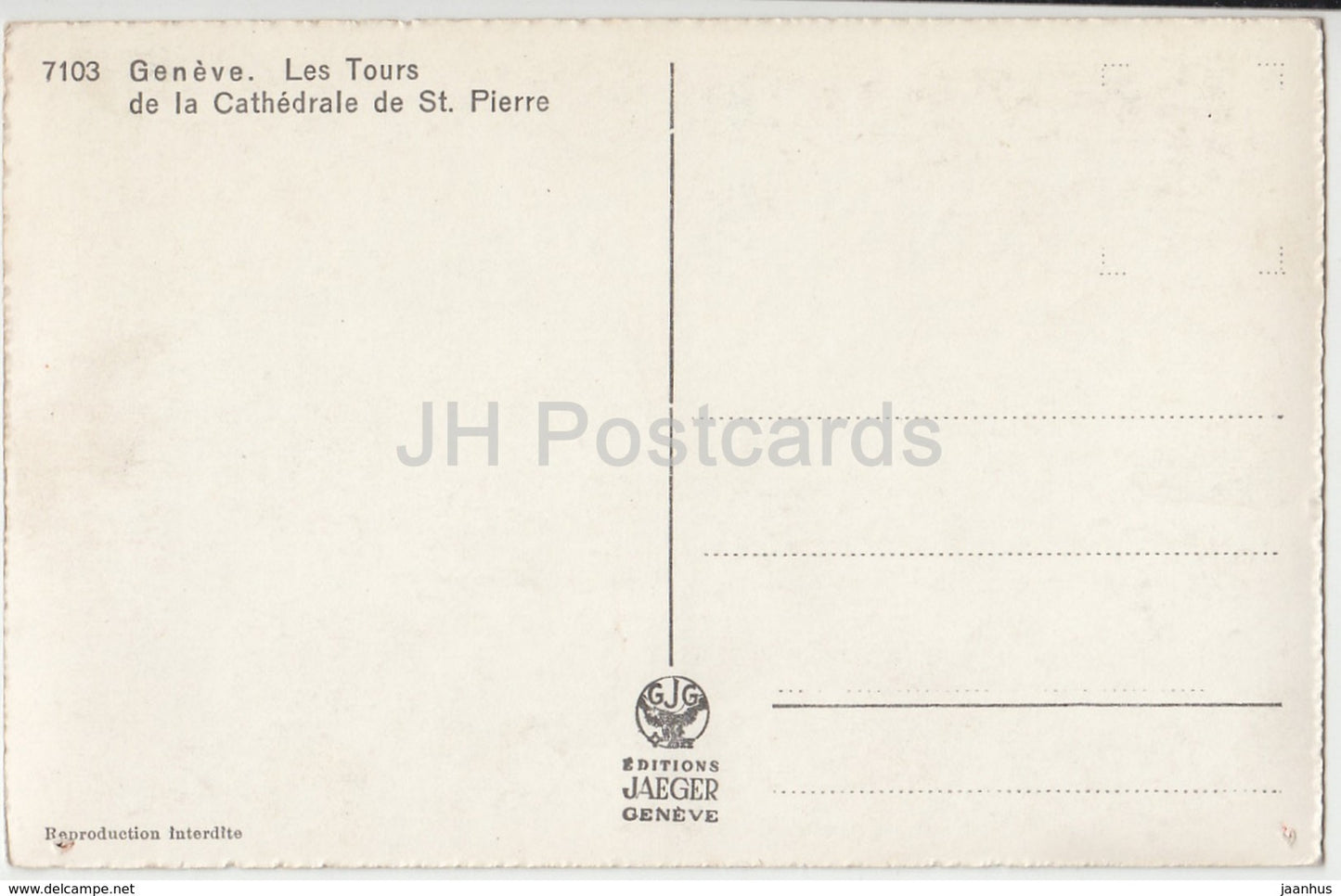 Genf - Genf - Les Tours de la Cathedrale de St. Pierre - Kathedrale - 7103 - Schweiz - alte Postkarte - unbenutzt