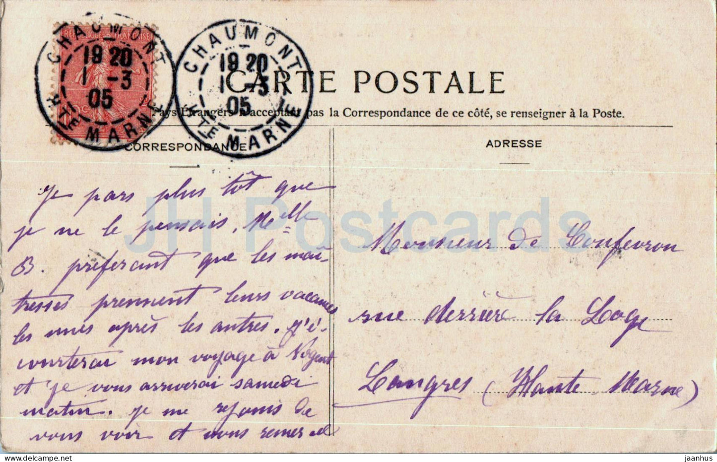 Chaumont - Envers de la Rue du Palais - old postcard - 1905 - France - used