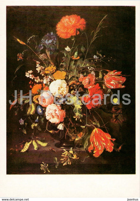 painting by Jan Davidsz. de Heem - Flowers in a Vase - peonies - Dutch art - 1987 - Russia USSR - unused - JH Postcards