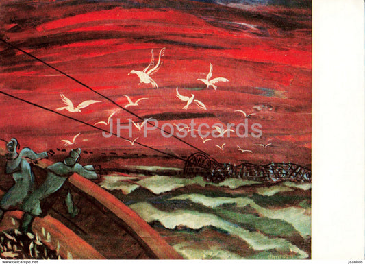 painting by Heinrich Ehmsen - Mowen auf See - German art - Germany - unused - JH Postcards