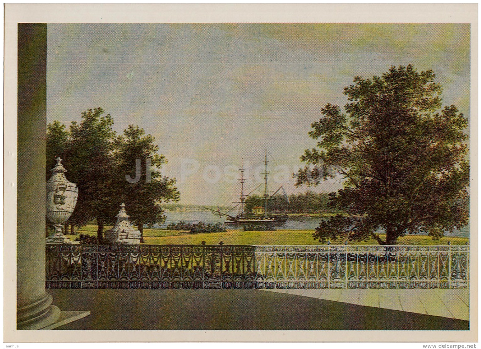 painting by M. Vorobyev - View from the Yelagin Palace Terrace , 1823 - Russian art - 1983 - Russia USSR - unused - JH Postcards