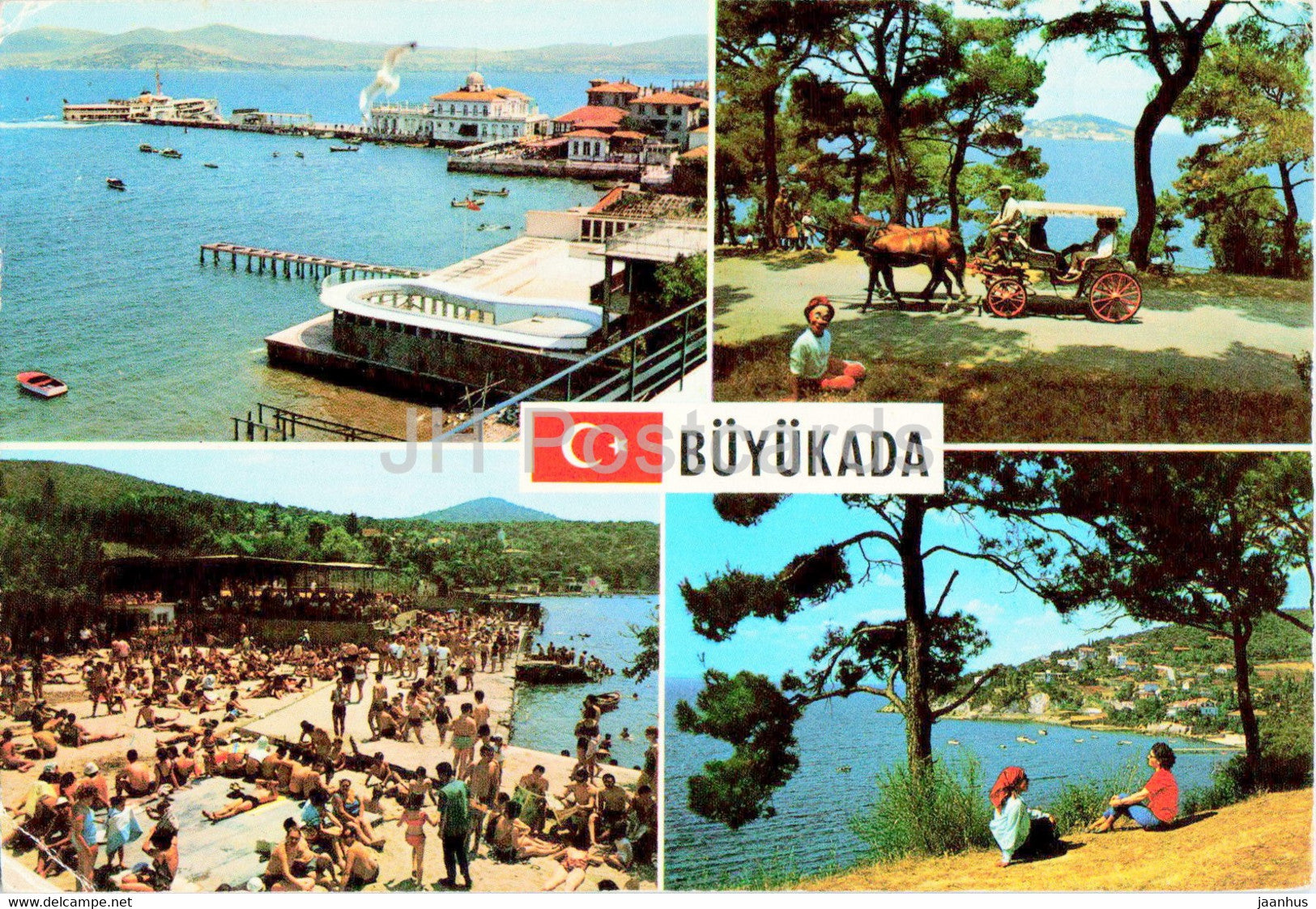 Istanbul - Buyukada - horse carriage - beach - 1978 - Turkey - used - JH Postcards