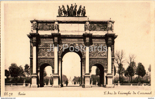 Paris - L'Arc de Triomphe du Carrousel - 72 - old postcard - 1937 - France - used - JH Postcards