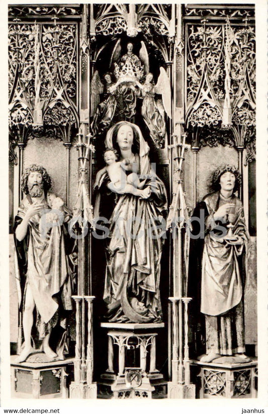 Klosterkirche Blaubeuren - Hochaltar - Mittelgruppe - church - old postcard - 1954 - Germany - used - JH Postcards
