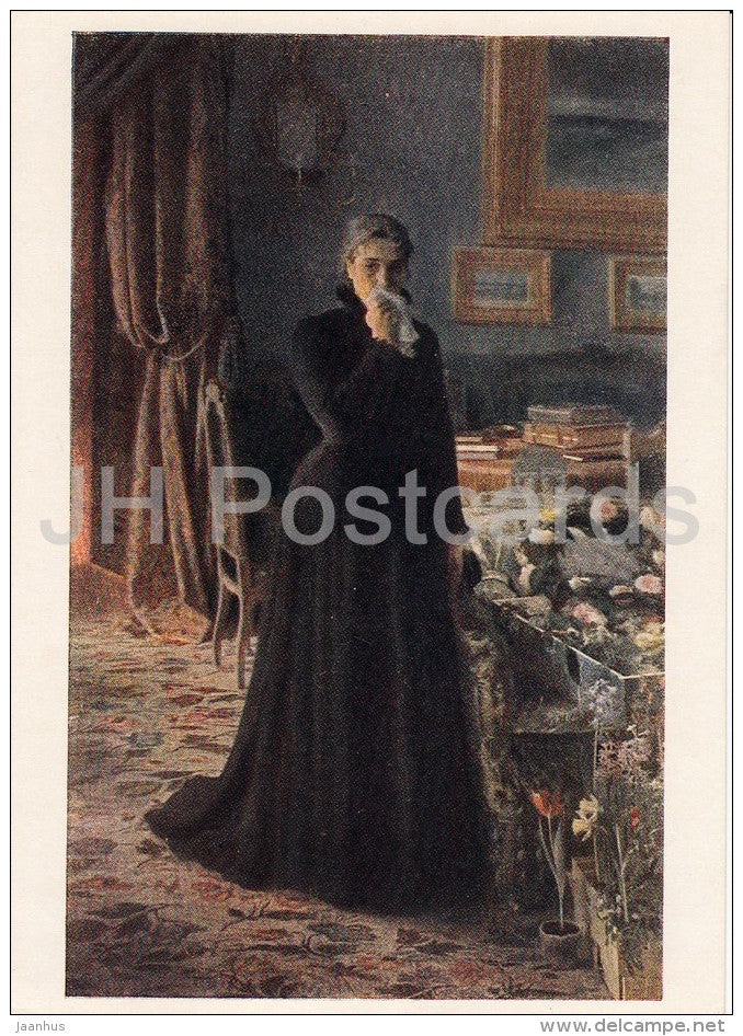 painting by I. Kramskoy - Inconsolable Grief , 1884 - woman - Russian art - 1955 - Russia USSR - unused - JH Postcards